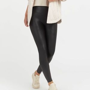 Spanx Black Shine Faux Leather Leggings